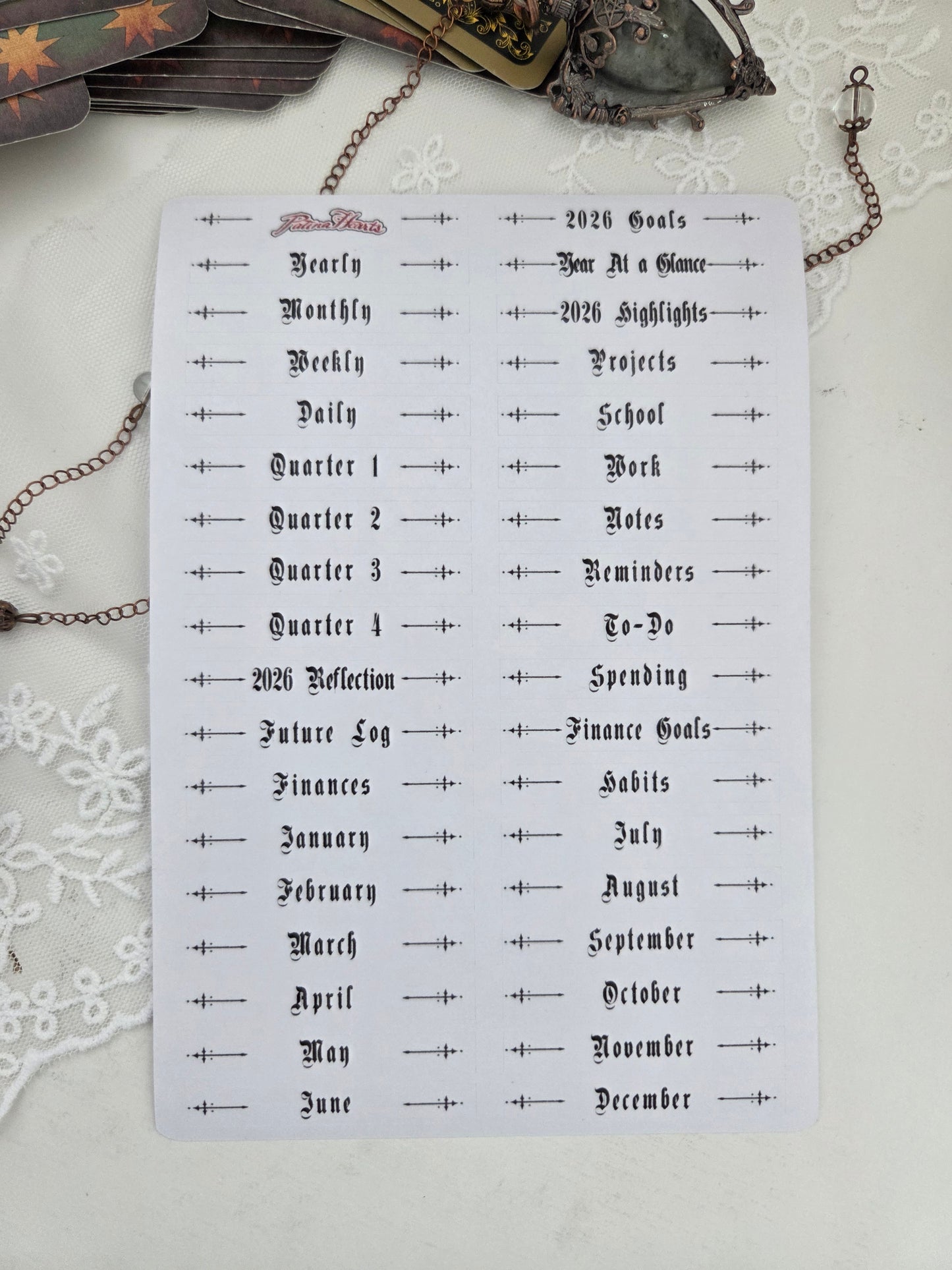 Gothic Planner Header Stickers