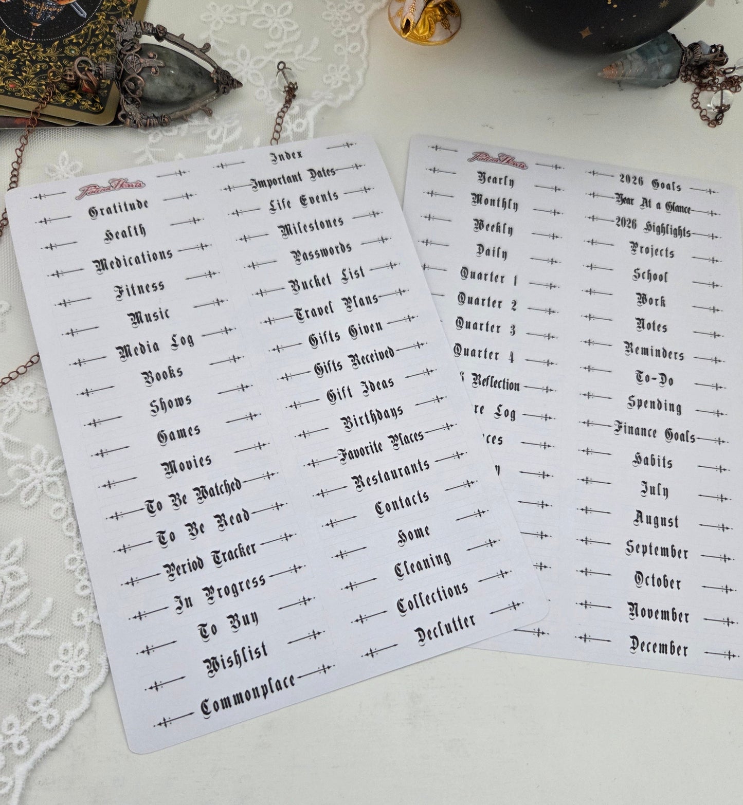 Gothic Planner Header Stickers