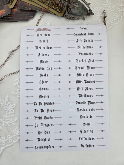 Gothic Planner Header Stickers